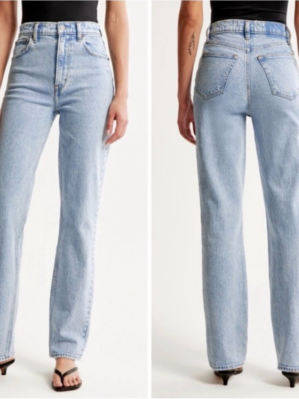 Abercrombie & Fitch 90s ultra high rise Straight Leg Jeans in Light Blue Denim